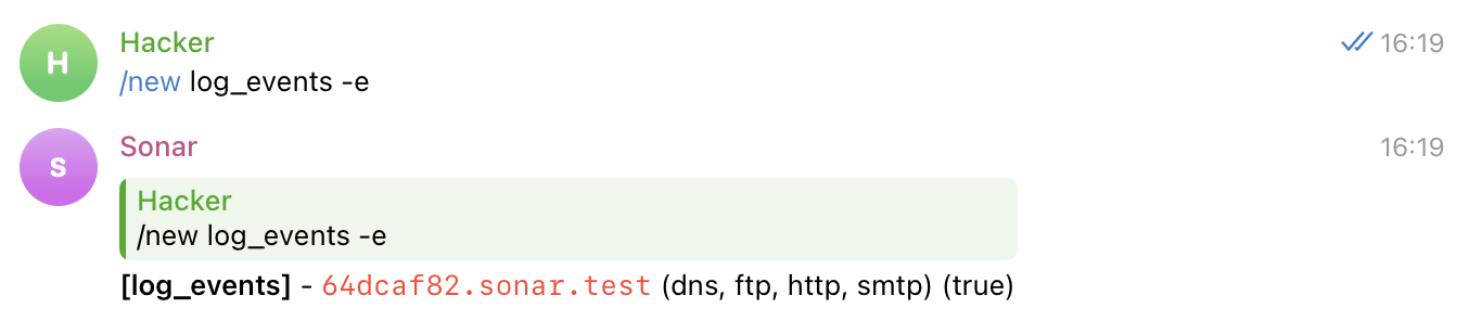 Payload creation with events logging