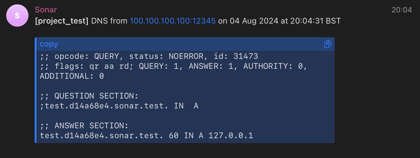 DNS notification example