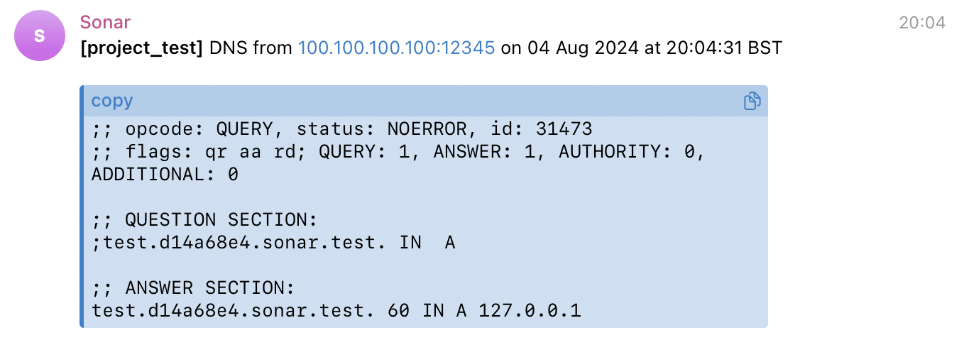 DNS notification example