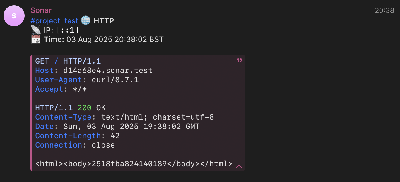 Example HTTP notification