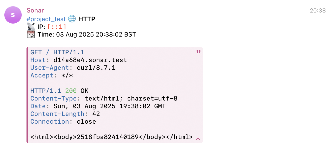 Example HTTP notification