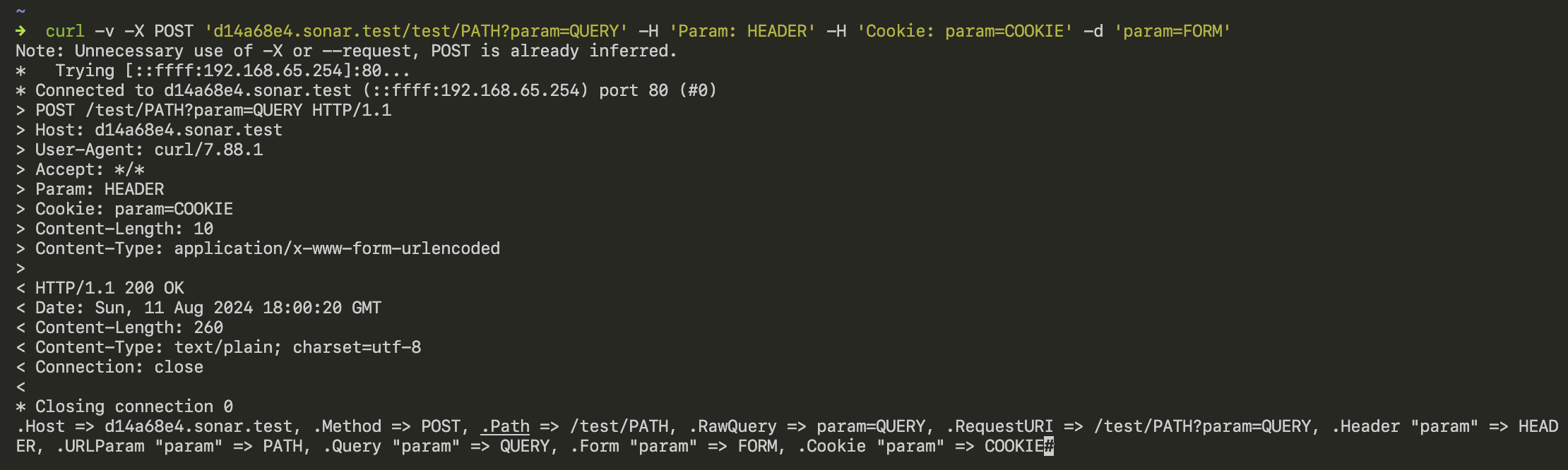 Test dynamic HTTP route with all parameters