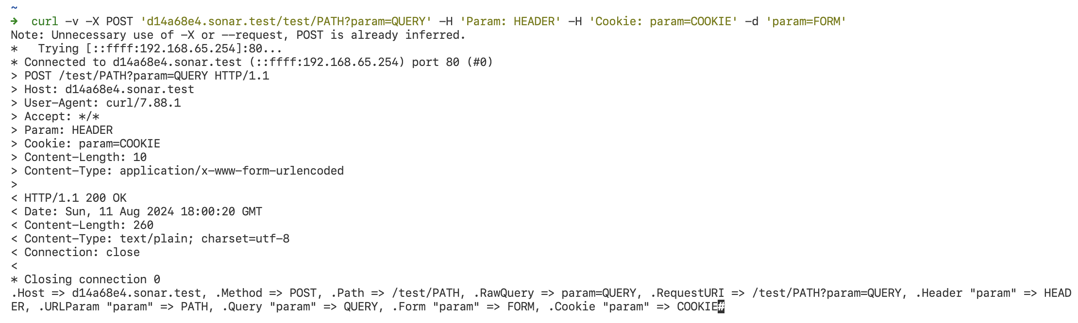 Test dynamic HTTP route with all parameters