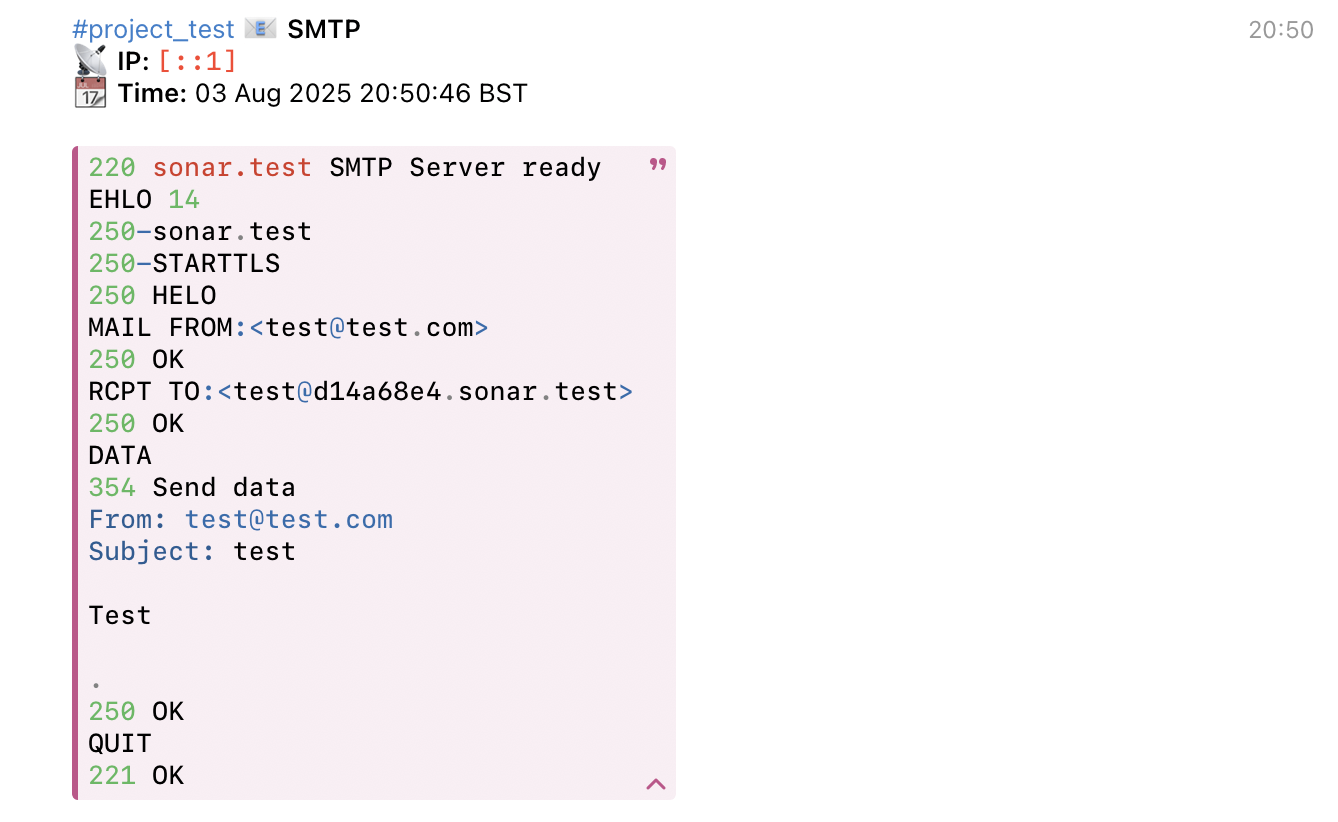 SMTP notification